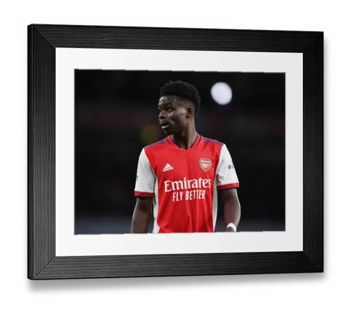 Framed Print : Bukayo Saka: Arsenal vs Leicester City, Premier League 2021-22 - In Action Framed Print : Bukayo Saka: Arsenal vs Leicester City, Premier League 2021-22 - In Action