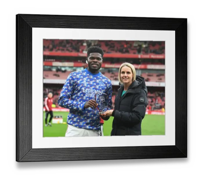 Framed Print : Arsenal's Thomas Partey Receives Player of the Month Award Before Arsenal vs Leicester City