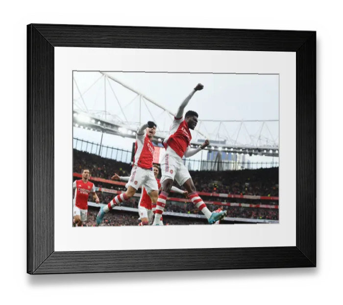 Framed Print : Thomas Partey and Gabriel Martinelli Celebrate First Goal: Arsenal vs. Leicester City, Premier League 2021-22 Framed Print : Thomas Partey and Gabriel Martinelli Celebrate First Goal: Arsenal vs. Leicester City, Premier League 2021-22