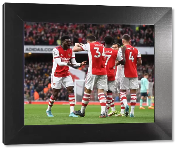 Thomas Partey and Granit Xhaka Celebrate First Goal: Arsenal vs. Leicester City, Premier League 2021-22