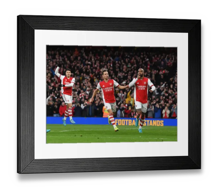 Framed Print : Alexis Lacazette's Brace: Arsenal's Victory Over Leicester City (2021-22)