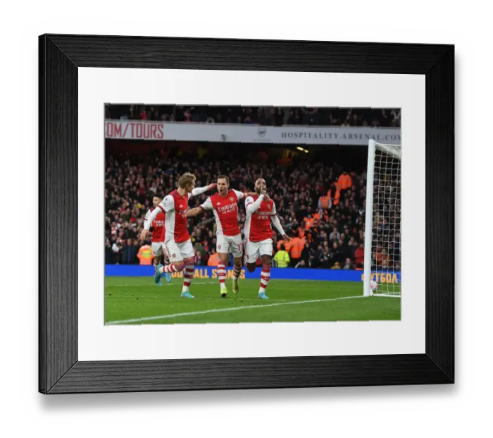 Framed Print : Alexis Lacazette's Brace: Arsenal's Triumph Over Leicester City (2021-22)