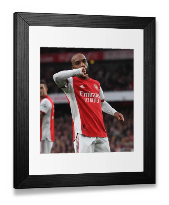 Framed Print : Alexis Lacazette Scores Second Goal: Arsenal vs Leicester City, Premier League 2021-22