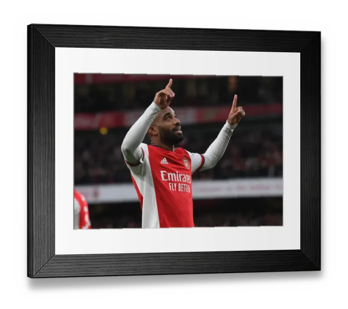 Framed Print : Alexis Lacazette's Brace: Arsenal's Triumph Over Leicester City in the 2021-22 Premier League