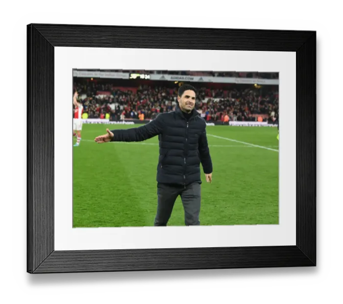 Framed Print : Mikel Arteta Reacts After Arsenal vs Leicester City Premier League Clash (2021-22)