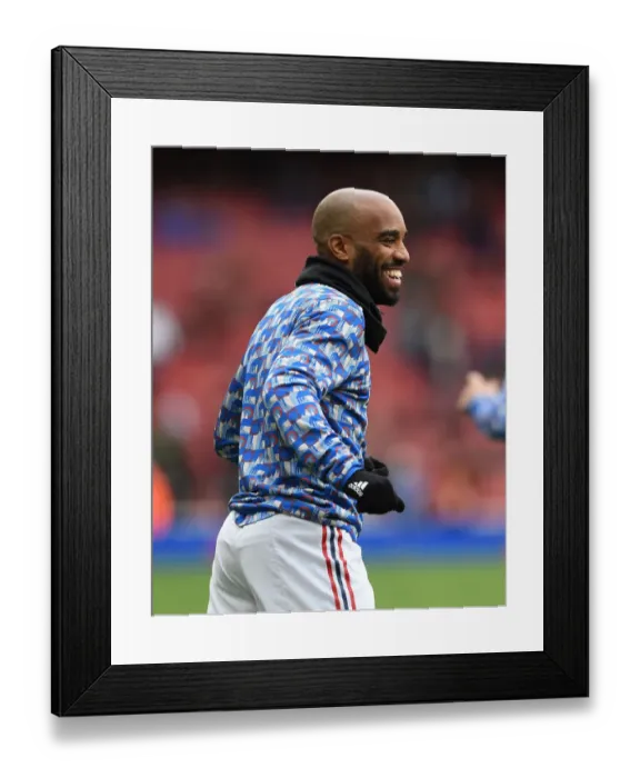 Framed Print : Arsenal's Alexandre Lacazette Gears Up for Arsenal v Leicester City Premier League Clash