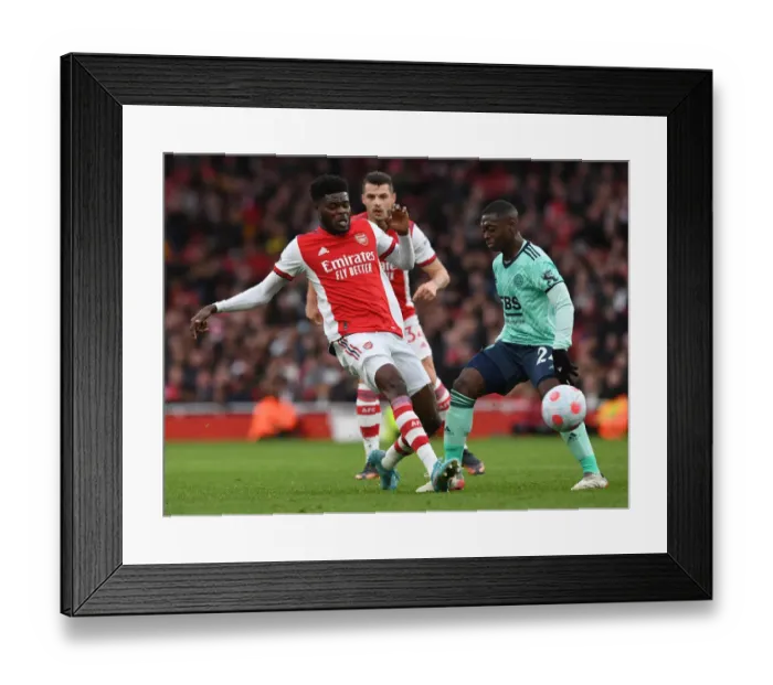 Framed Print : Thomas Partey vs Nampalys Mendy: A Battle of Midfield Giants in Arsenal vs Leicester City Clash Framed Print : Thomas Partey vs Nampalys Mendy: A Battle of Midfield Giants in Arsenal vs Leicester City Clash
