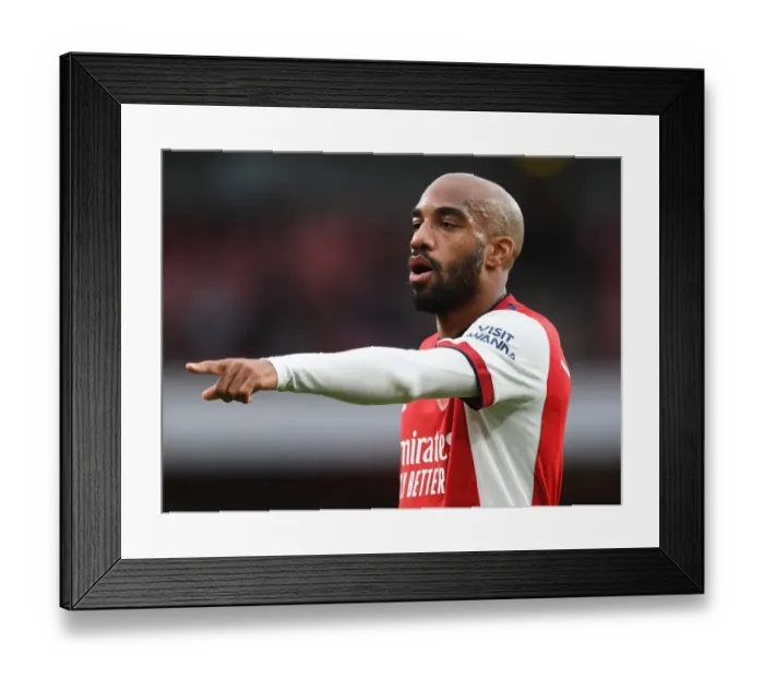 Framed Print : Alexandre Lacazette in Action: Arsenal vs Leicester City, Premier League 2021-22
