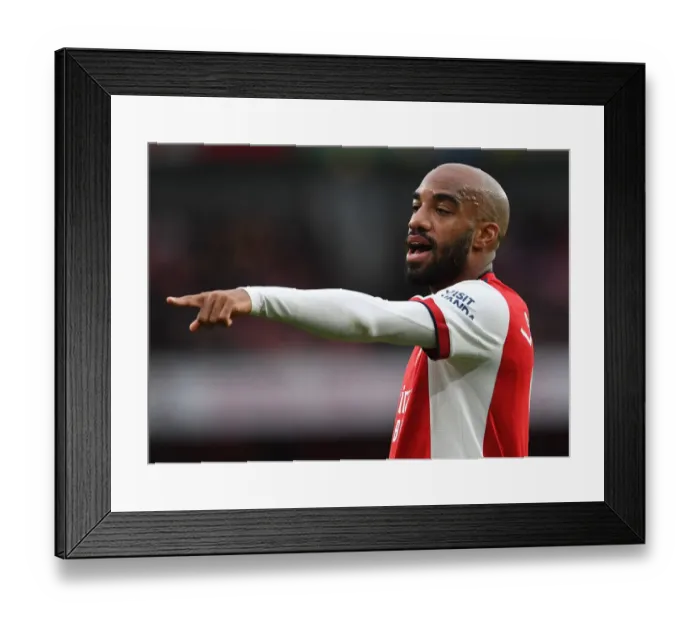Framed Print : Alexandre Lacazette in Action: Arsenal vs. Leicester City, Premier League 2021-22