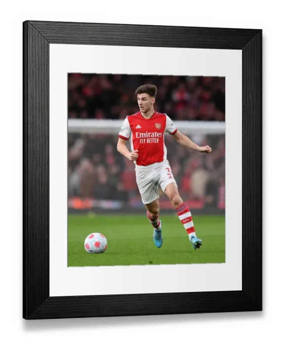 Framed Print : Arsenal's Kieran Tierney in Action Against Leicester City - Premier League 2021-22