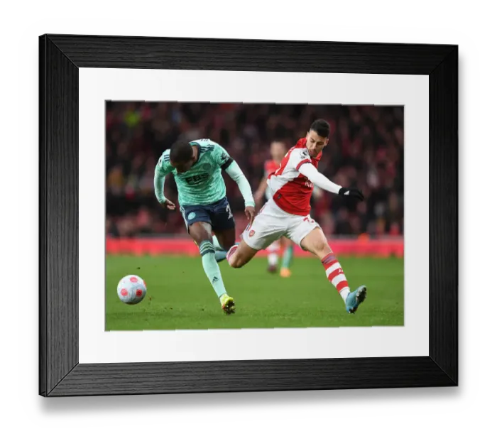 Framed Print : Arsenal vs Leicester City: Martinelli vs Pereira - Premier League Clash at Emirates Stadium Framed Print : Arsenal vs Leicester City: Martinelli vs Pereira - Premier League Clash at Emirates Stadium