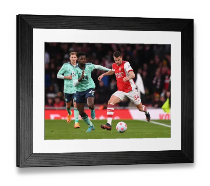 Framed Print : Battle of the Midfield Titans: Xhaka vs Ndidi - Arsenal vs Leicester City Premier League Showdown