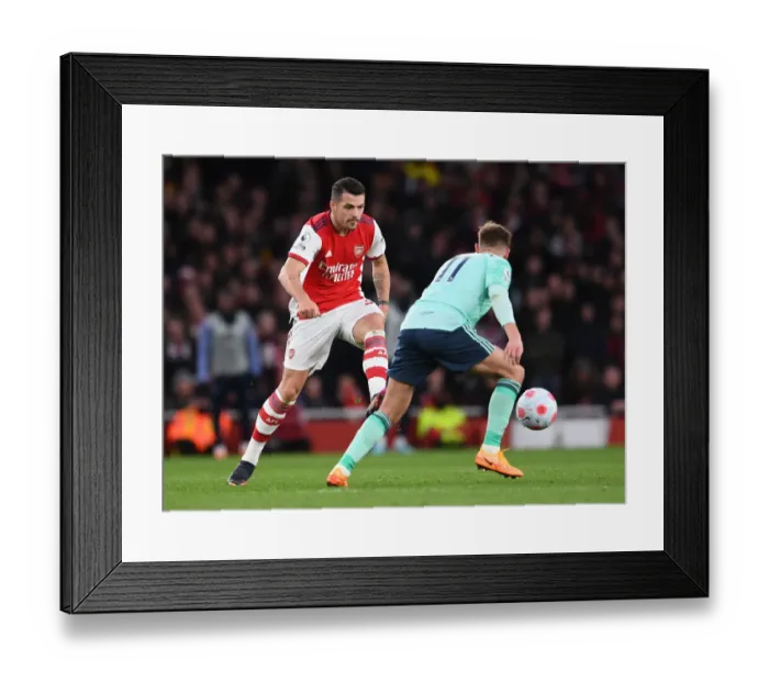 Framed Print : Granit Xhaka: Arsenal's Midfield Mastermind in Action against Leicester City, Premier League 2021-22 Framed Print : Granit Xhaka: Arsenal's Midfield Mastermind in Action against Leicester City, Premier League 2021-22
