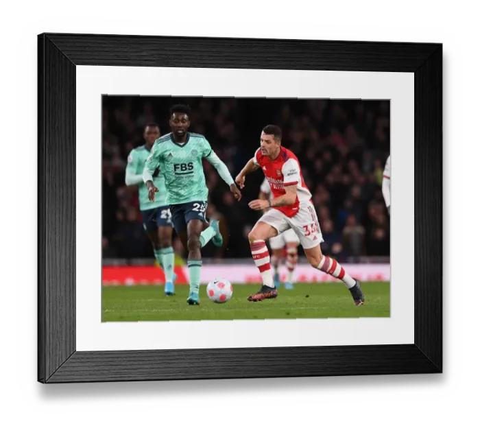 Framed Print : Arsenal vs Leicester City: Granit Xhaka Under Pressure