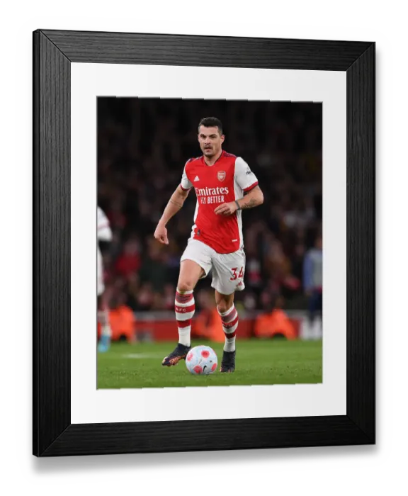 Framed Print : Granit Xhaka: Arsenal's Midfield Maestro in Action Against Leicester City, Premier League 2021-22 Framed Print : Granit Xhaka: Arsenal's Midfield Maestro in Action Against Leicester City, Premier League 2021-22