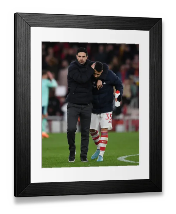 Framed Print : Arsenal's Mikel Arteta and Gabriel Martinelli Celebrate Victory Over Leicester City Framed Print : Arsenal's Mikel Arteta and Gabriel Martinelli Celebrate Victory Over Leicester City