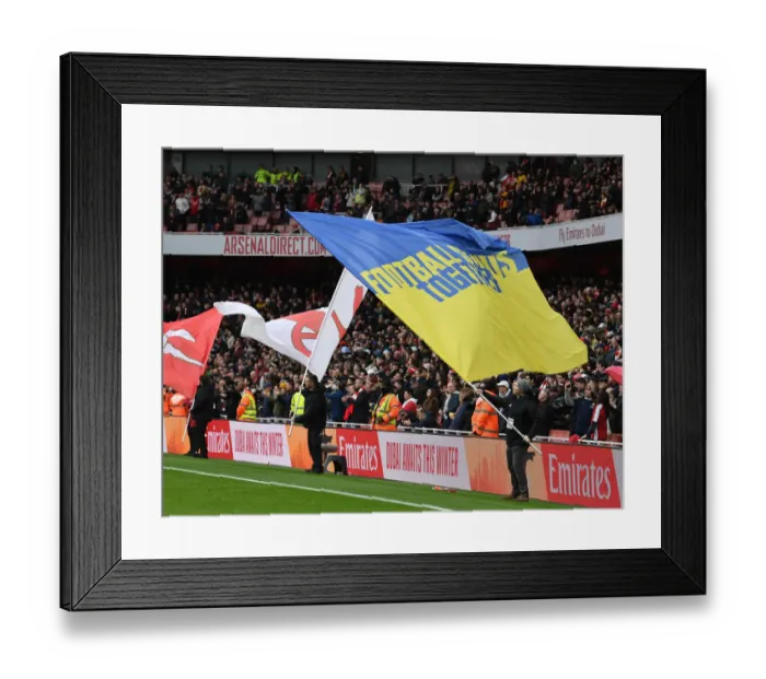 Framed Print : Arsenal vs. Leicester City: Ukraine Solidarity at Emirates Stadium, 2022 Framed Print : Arsenal vs. Leicester City: Ukraine Solidarity at Emirates Stadium, 2022