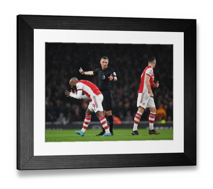 Framed Print : Arsenal vs. Liverpool: Intense Moment Between Lacazette and Xhaka Amidst Premier League Controversy