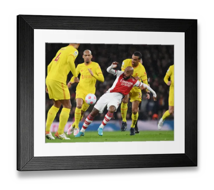 Framed Print : Arsenal vs. Liverpool: Intense Battle between Lacazette and Matip in the Premier League Framed Print : Arsenal vs. Liverpool: Intense Battle between Lacazette and Matip in the Premier League
