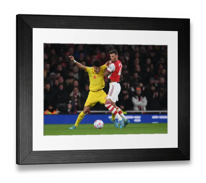 Framed Print : Intense White vs Diaz Rivalry: Arsenal vs Liverpool Football Battle Framed Print : Intense White vs Diaz Rivalry: Arsenal vs Liverpool Football Battle