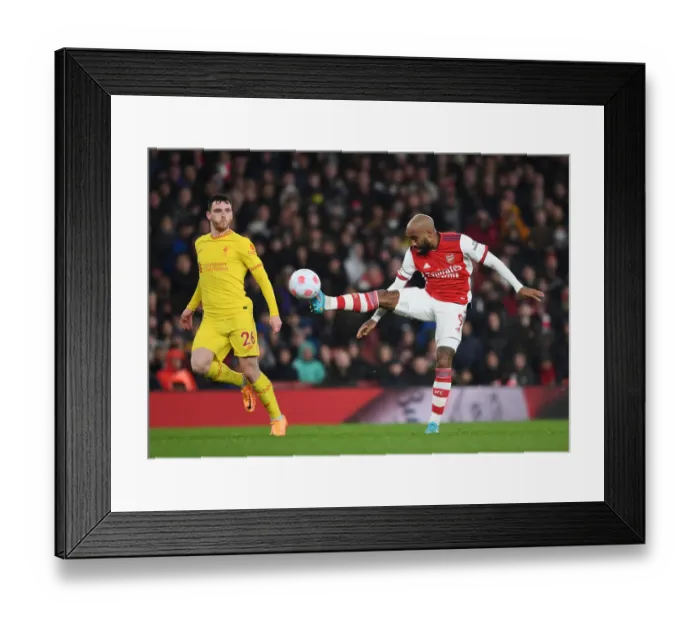 Framed Print : Arsenal vs. Liverpool Showdown: Lacazette vs. Robertson - Premier League Battle Framed Print : Arsenal vs. Liverpool Showdown: Lacazette vs. Robertson - Premier League Battle