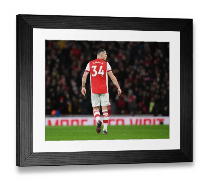Framed Print : Granit Xhaka: In Action for Arsenal Against Liverpool, Premier League 2021-22 Framed Print : Granit Xhaka: In Action for Arsenal Against Liverpool, Premier League 2021-22