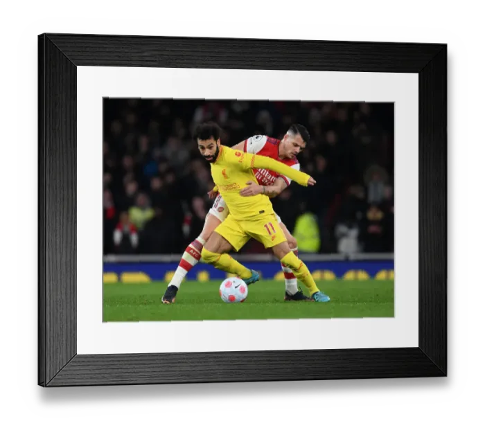 Framed Print : Xhaka vs. Salah: A Premier League Showdown - Arsenal vs. Liverpool, 2021-22
