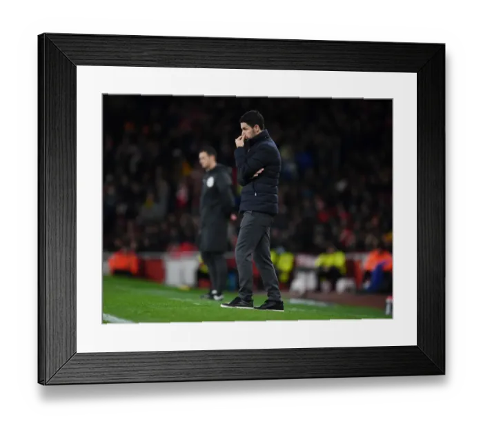 Framed Print : Mikel Arteta's Unwavering Determination: Arsenal vs Liverpool, Premier League 2021-22