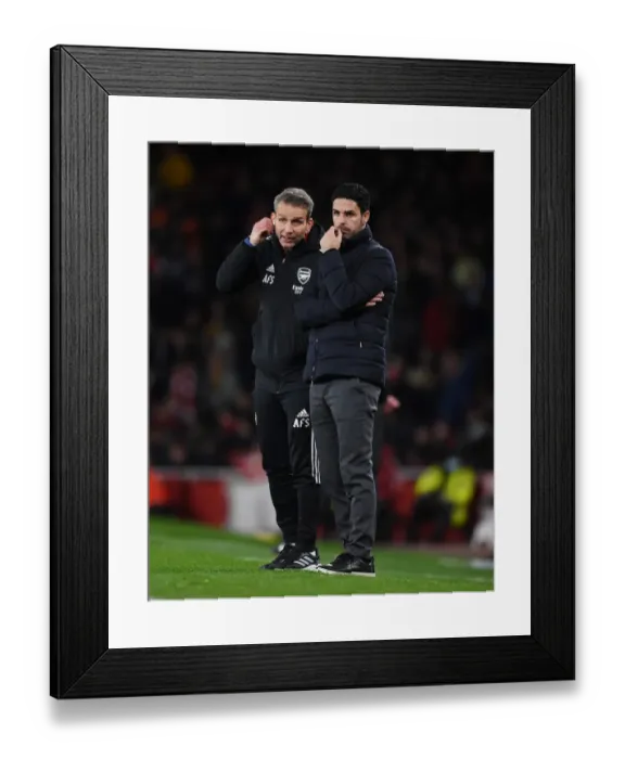 Framed Print : Arsenal's Mikel Arteta and Albert Stuivenburg During Arsenal vs Liverpool, Premier League 2021-22