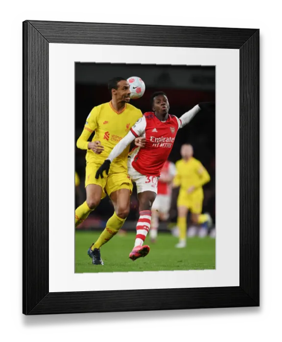 Framed Print : Arsenal vs. Liverpool: Intense Clash Between Eddie Nketiah and Joel Matip in the Premier League Framed Print : Arsenal vs. Liverpool: Intense Clash Between Eddie Nketiah and Joel Matip in the Premier League