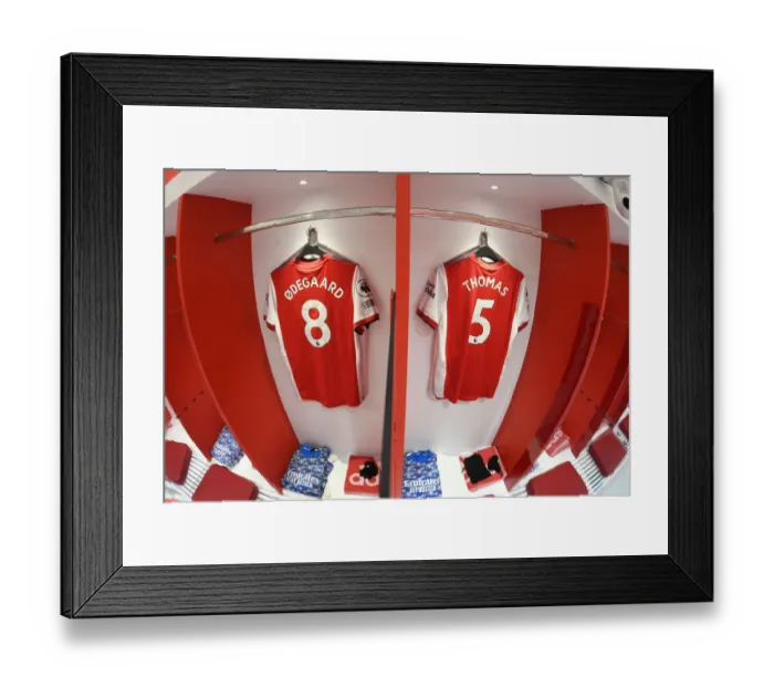 Framed Print : Arsenal Changing Room: Martin Odegaard and Thomas Partey Prepare for Arsenal v Liverpool (2021-22)