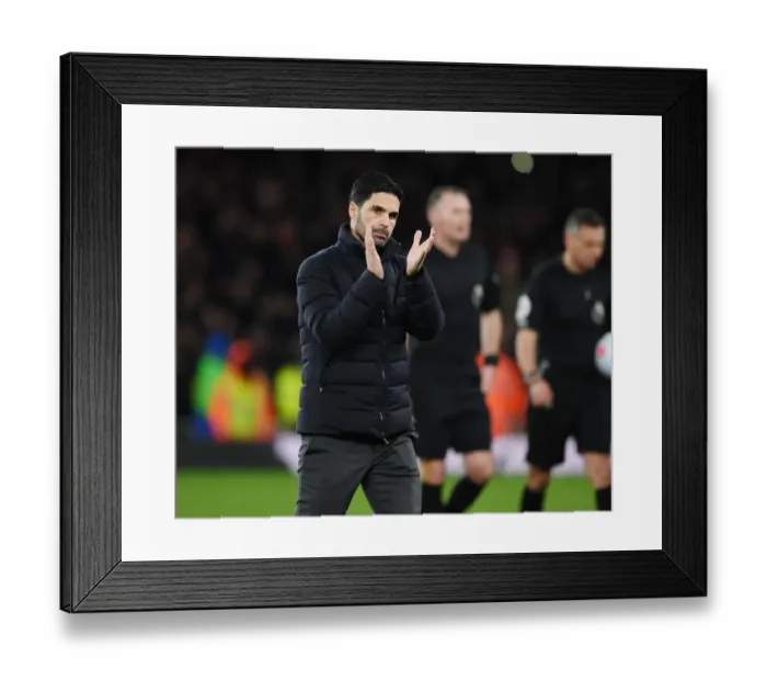 Framed Print : Arsenal's Mikel Arteta Applauding Fans After Arsenal vs. Liverpool Match, Premier League 2021-22
