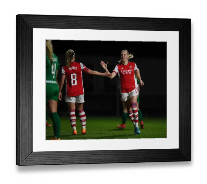 Framed Print : Arsenal Women's FA Cup: Double Trouble - Beth Mead and Jordan Nobbs Euphoric Celebration of Goals Against Coventry United