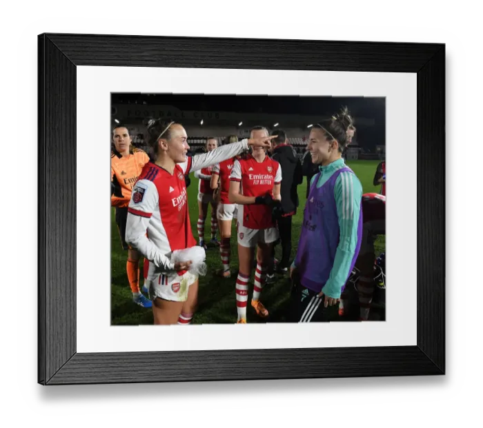 Framed Print : Arsenal Women Celebrate FA Cup Quarterfinal Victory: Caitlin Foord and Steph Catley Rejoice after Defeating Coventry United Framed Print : Arsenal Women Celebrate FA Cup Quarterfinal Victory: Caitlin Foord and Steph Catley Rejoice after Defeating Coventry United