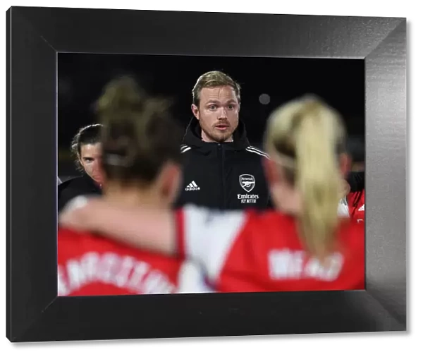 Arsenal Women's FA Cup Quarterfinal Victory: Jonas Eidevall Celebrates with Team