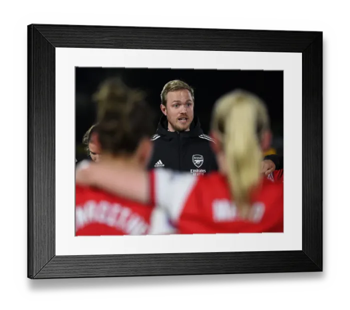 Framed Print : Arsenal Women's FA Cup Quarterfinal: Jonas Eidevall and Team Discuss Strategy after Match against Coventry United Framed Print : Arsenal Women's FA Cup Quarterfinal: Jonas Eidevall and Team Discuss Strategy after Match against Coventry United