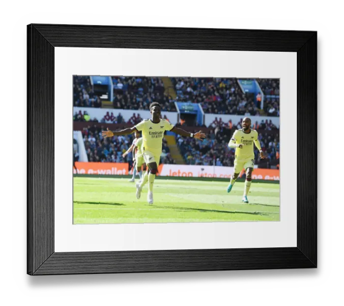 Framed Print : Saka's Stunner: Arsenal's Victory at Aston Villa, Premier League 2021-22