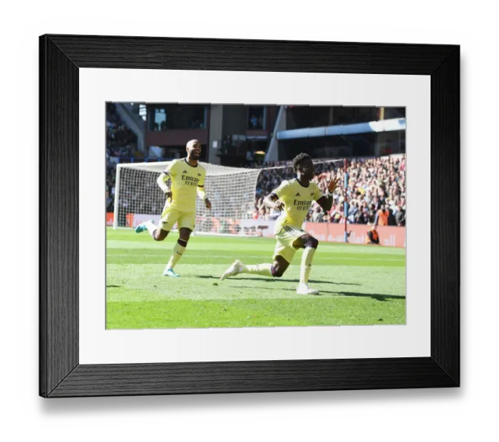 Framed Print : Saka Scores: Arsenal's Victory at Aston Villa, Premier League 2021-22