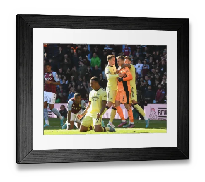 Framed Print : Arsenal Celebrates Hard-Fought Victory Over Aston Villa in Premier League Framed Print : Arsenal Celebrates Hard-Fought Victory Over Aston Villa in Premier League