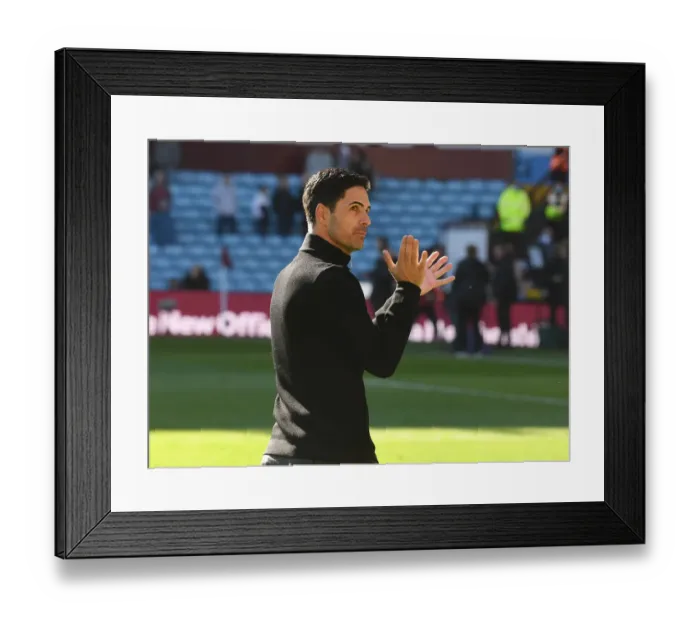 Framed Print : Mikel Arteta Salutes Arsenal Fans: Aston Villa vs Arsenal, Premier League 2021-22