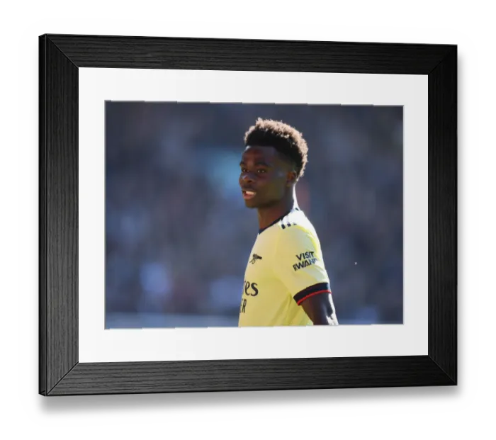 Framed Print : Bukayo Saka in Action: Aston Villa vs. Arsenal, Premier League 2021-22