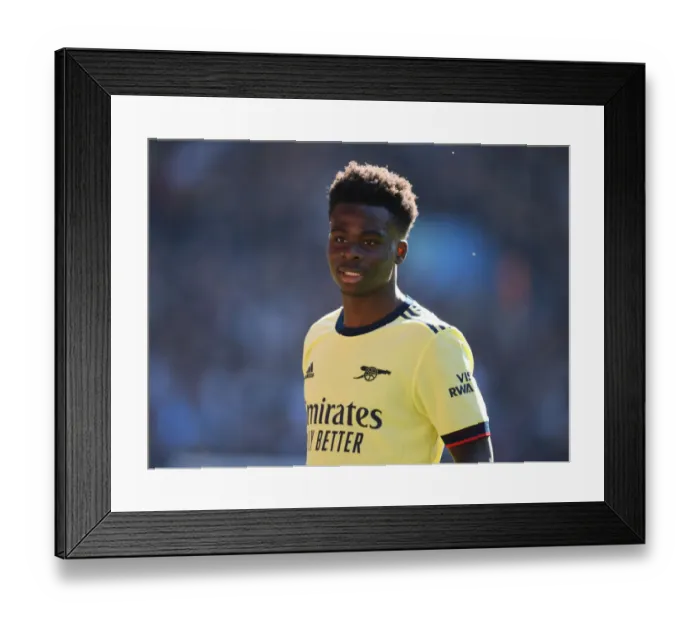 Framed Print : Bukayo Saka in Action: Arsenal vs. Aston Villa, Premier League 2021-22