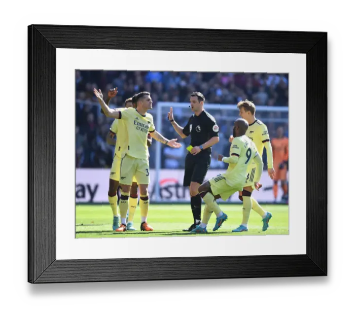 Framed Print : Arsenal's Xhaka, Odegaard, and Lacazette Protest Referee Decision During Aston Villa vs Arsenal (2021-22) Framed Print : Arsenal's Xhaka, Odegaard, and Lacazette Protest Referee Decision During Aston Villa vs Arsenal (2021-22)