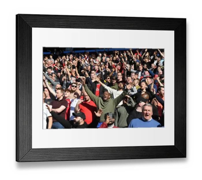 Framed Print : Arsenal Fans Unwavering Passion: A Premier League Battle at Aston Villa, 2022