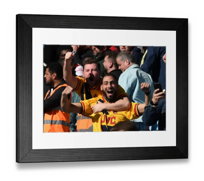 Framed Print : Arsenal Fans in Action: Aston Villa vs Arsenal, Premier League