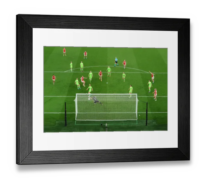 Framed Print : Arsenal Women's Champions League: Lotte Wubben-Moy Scores in Quarterfinal Against VfL Wolfsburg