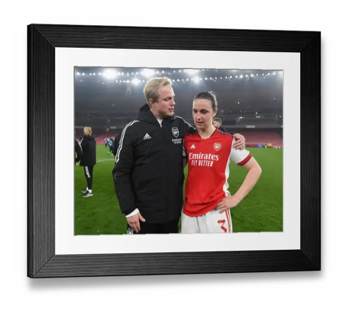 Framed Print : Arsenal Women's Champions League: Eidevall and Wubben-Moy Discuss First Leg Against VfL Wolfsburg