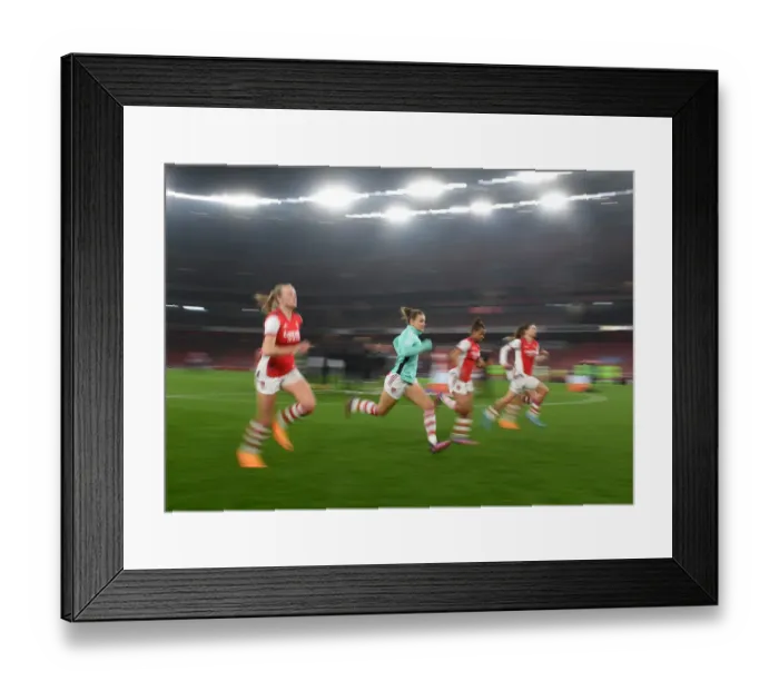 Framed Print : Intense Moment: Arsenal Women's UEFA Champions League Battle against VfL Wolfsburg