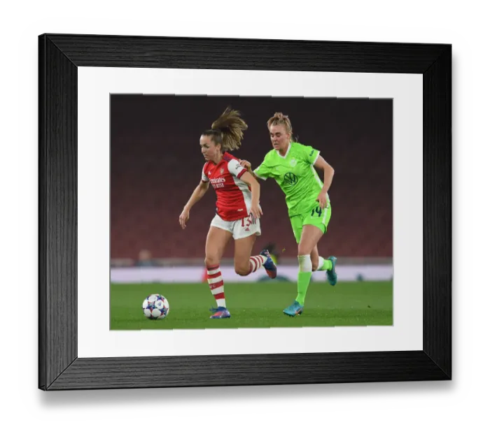 Framed Print : Arsenal vs. VfL Wolfsburg: UEFA Women's Champions League Quarterfinal First Leg Framed Print : Arsenal vs. VfL Wolfsburg: UEFA Women's Champions League Quarterfinal First Leg