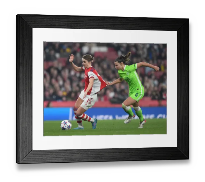 Framed Print : Arsenal vs. VfL Wolfsburg: Vivianne Miedema Faces Off Against Lena Oberdorf in UEFA Women's Champions League Quarterfinals Framed Print : Arsenal vs. VfL Wolfsburg: Vivianne Miedema Faces Off Against Lena Oberdorf in UEFA Women's Champions League Quarterfinals